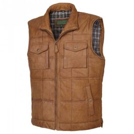 Men Tan Leather Bodywarmer