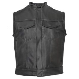 Men Black Leather Vest