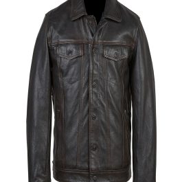 Men Antique Black Leather Jacket