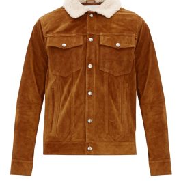 Frame Shearling-Collar Suede Jacket