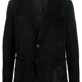 Men Black Suede Leather Blazer