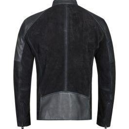 Men Black Panelled Suede Jacket