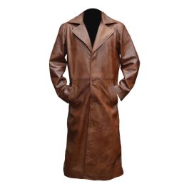 Batman Brown Knightmare Dawn of Justice Distressed Leather Trench Coat