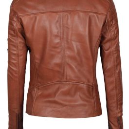 CHEVEREL Brown Padded Slim Fit Leather Jacket