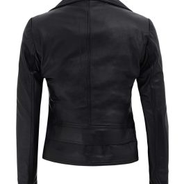 Women Black Slim Fit Leather Jacket