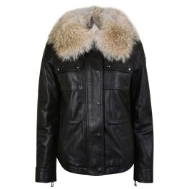 CHEVEREL Fur Collar Leather Jacket